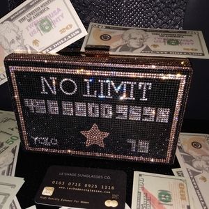 Rhinestone credit card encrusted chain bag